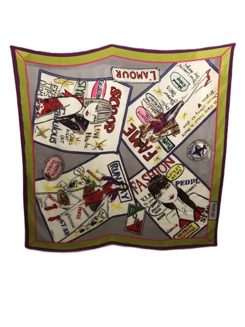 Brighton Silk Scarf Fashion Runway Magazine Graphics Tom Clancy Design